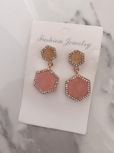 Pink /nude textured stone drop earrings